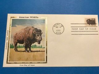 1883 Colorano Silk Fdc 1981 18c American Wildlife - Buffalo Bison L822