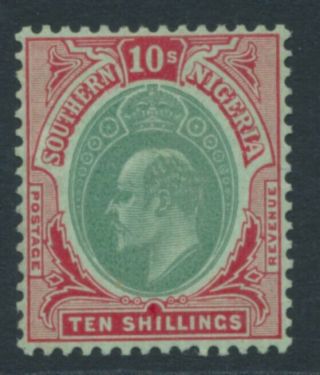 Sg 43 Southern Nigeria 1907 - 11.  10/ - Green & Red/green.  Lightly Mounted.