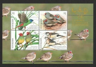 Australia 2018 Finches Birds Canberra Stampshow Souvenir Sheet Of 4 Stamps