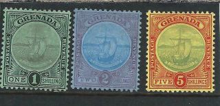 Grenada 1908 - 11 1s Crown Ca/2s/5s All Fine Mm Sg 82/87/88 Cat £168