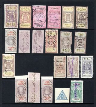Portugal Early Revenues & Tax Stamps Imperfs,  Perfed Types Good/fine X 21
