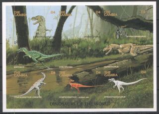 Bz052 Imperforate Gambia Fauna Reptiles Dinosaurs Of The World 1kb Mnh