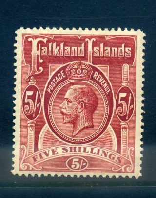 Falkland Islands 1912 5 Shillings Mnh Sg 67