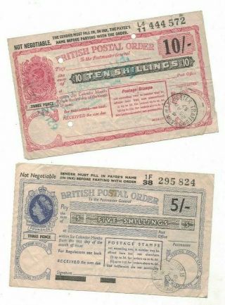 British Postal Orders,  5 Different Denominations,  Vg To Fine