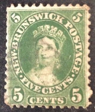Brunswick 1860 5 Cent Deep Green Stamp Vfu