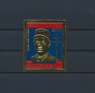 Lk47598 Mali Charles De Gaulle Stamp In Gold Mnh