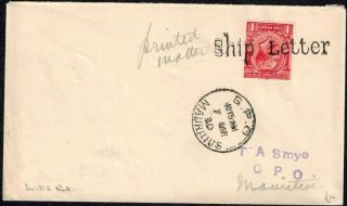 Mauritius Cover W/ Great Britain S.  G.  435 And Ship Letter Cancel From Mauritius