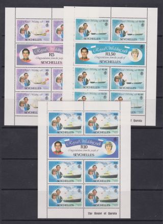 1981 Royal Wedding Charles & Diana Mnh Stamp Sheetlets Seychelles