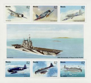 Nevis 1995 Mnh Wwii Ww2 Vj Day 50th Anniv Peace Pacific 6v M/s Aviation Stamps