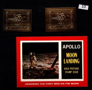 / Ajman - Mnh - Gold Stamps - Perf,  Imperf - Usa - Flags - Moon