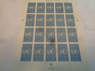 United Nations,  20 32 Cent Stamps,  Full Sheet Starting Bid Below Face Value