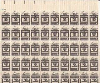 Us Stamp - 1958 Freedom Of The Press - 50 Stamp Sheet - Scott 1119