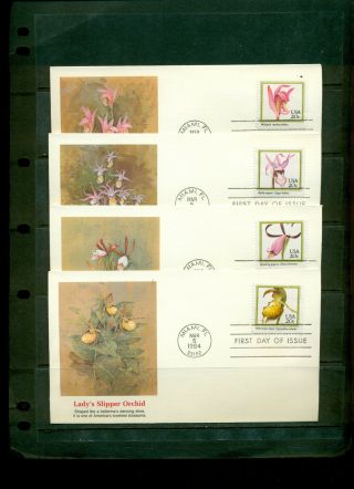 1984 Fdc Set Of 4 - Scott 2076 - 79 - Orchids - Fleetwood Cachet Ua