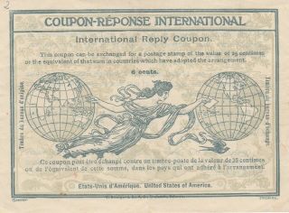 International Reply Coupon Usa 6 Cents Folded