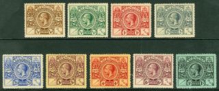 Sg 68/76 Bermuda 1921 Set Of 9 Values.  ¼d To 1/ -.  Fine Mounted Cat £100