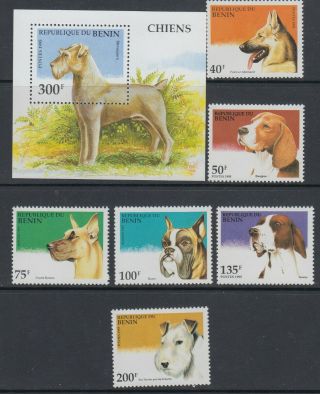 Benin 1995 Dogs Set And Ms Sc 741 - 747.  Complete Never Hinged