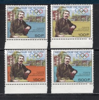 Pierre De Coubertin,  Modern Olympic Games On Guinea 1988 Scott 1108k - 1108n,  Mnh