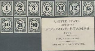 Us O47p4 - O56p4 Post Office Dept Official Card Proof Complete Set W/orig Envelope