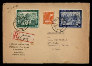 Dr Who 1948 Germany Berlin To Usa Multi Franked Registered C132456