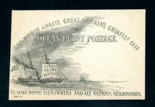 Deraedemaeker Ocean Penny Post C.  1890 Pictorial Envelope (s045)
