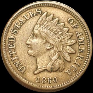 1860 Indian Head Penny About Uncirculated Collectible Copper Detail Coin No Res