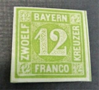 Nystamps German States Bavaria Stamp 13 Og H $95 Signed
