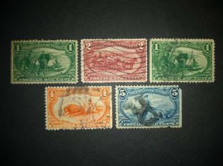 5 Us Stamps,  Scott S 2x 285,  286,  287 & 288,  Trans.  Mississippi 1898