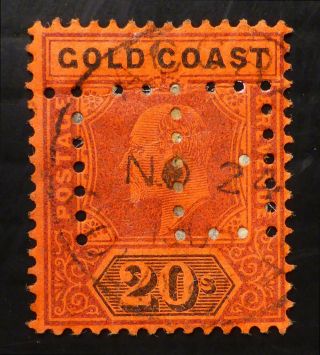 Gold Coast 1902 Ed.  Vii - 20/ Sg48 Perfin Fine/used Nr248