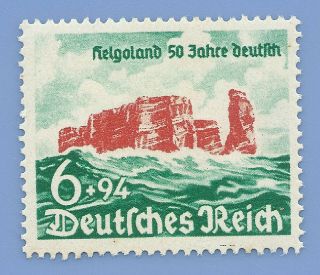 Germany Nazi Third Reich Nazi 1940 Helgoland 6,  94 Stamp Ww2 Era