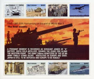 Guyana 1995 Mnh Ww2 Wwii Ve Day End World War Ii 8v M/s Tanks Ships Stamps