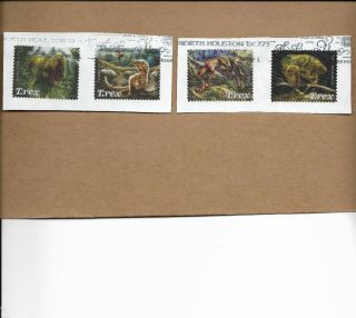 2019 T - Rex Dinosaur Stamps Set Of Four Postally Stamps On Paper
