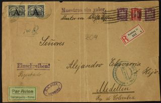 Germany 1926 Registered Air Mail Front Cover To Colombia Scadta C53732
