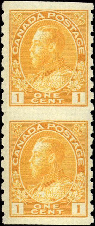 Canada 126a F - Vf Og Nh 1924 King George V 1c Vertical Pair Imperf Horiz