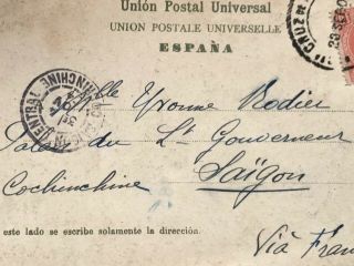 Old Postcard Santa Cruz de TENERIFE Sent to SAIGON GOVERNOR PALACE 1904 postmark 4