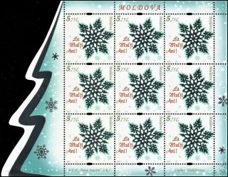 Moldova Stamps Happy Year,  Snowflake,  Mnh,  9v,  2018