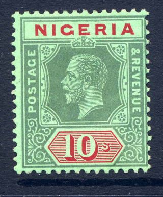 Nigeria 1914 - 29 10/ - Green & Red/emerald On Olive Back Fresh Mounted Sg 11c