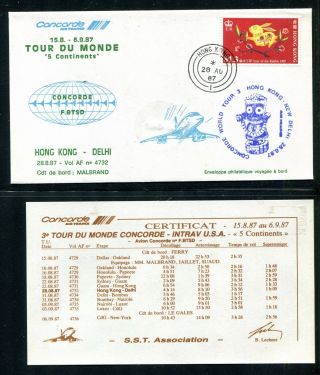 Air France Concorde Flight Hong Kong Delhi 8.  28.  1987.  X32403