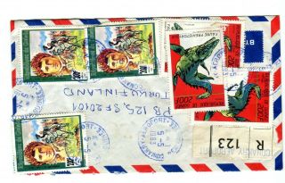 Guinea 1993 Prehistoric Animal Dinosaur 3 Stamp On Registered Cover To Finland