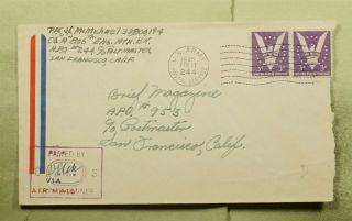 Dr Who 1945 Apo 244 Mariana Islands Airmail To Apo 953 Wwii Censored E68356