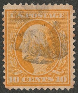Us Usa Scott 364 10c Bluish Paper Yellow Washington 1909 Issue