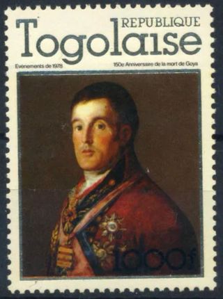 Togo 1000f Goya Painting Duke Of Wellington,  Napoleon Bonaparte Theme.  Mnh