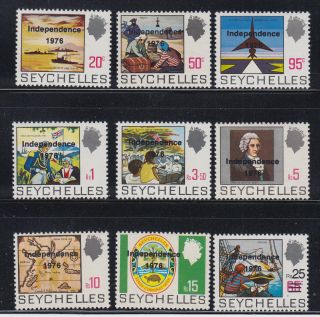 Seychelles 1976 Independence Defs Sc 361 - 369 Cplte Very Lightly Hinged