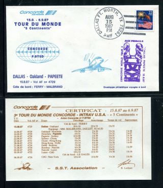 Air France Concorde Flight Dallas - Oakland - Papeete World Tour 8.  15.  1987.  X32397