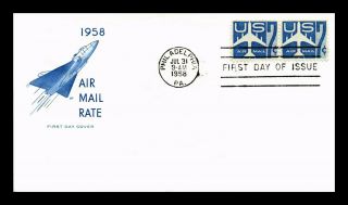 Dr Jim Stamps Us Air Mail 7c Jet Silhouette House Of Farnum Fdc Cover Scott C51