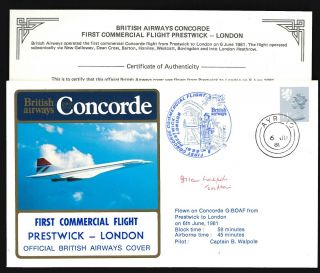 6.  6.  1981 Ba Concorde Cpt Brian Walpole Signed Cover_prestwick - London