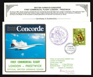 6.  6.  1981 Ba Concorde Cpt Brian Walpole Signed Cover_london - Prestwick
