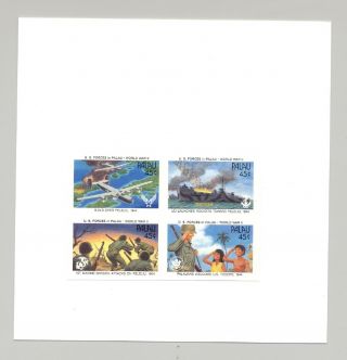 Palau 257a Aviation,  Ships 1v Block Of 4 Imperf Proof On Card