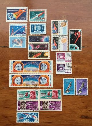 Vintage Bulk Of 26 Russian Stamps Space 1961 - 1965