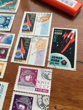 Vintage Bulk of 26 Russian Stamps Space 1961 - 1965 4