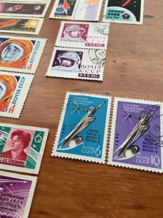 Vintage Bulk of 26 Russian Stamps Space 1961 - 1965 5